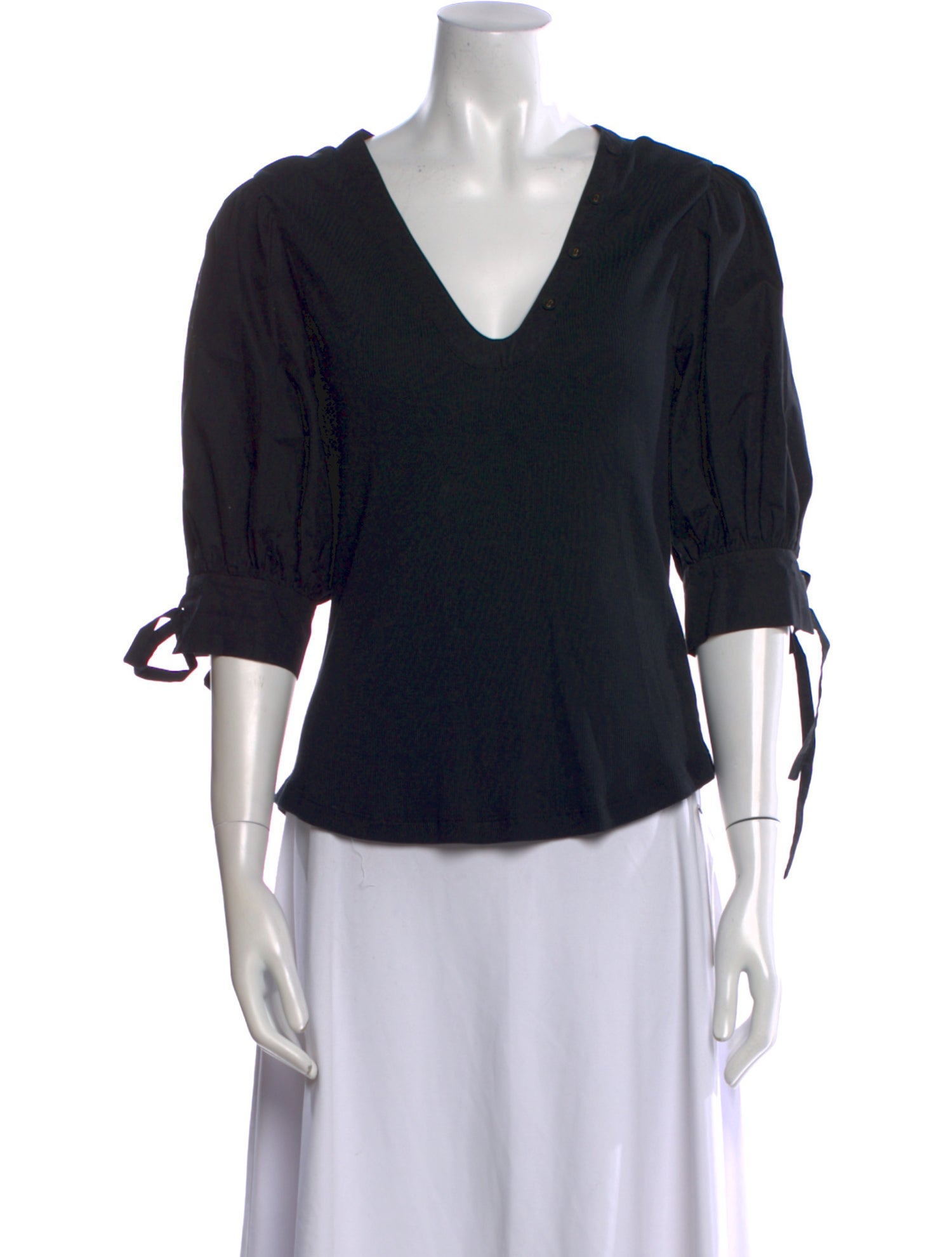 Ulla Johnson V-Neck Three-Quarter Sleeve Top