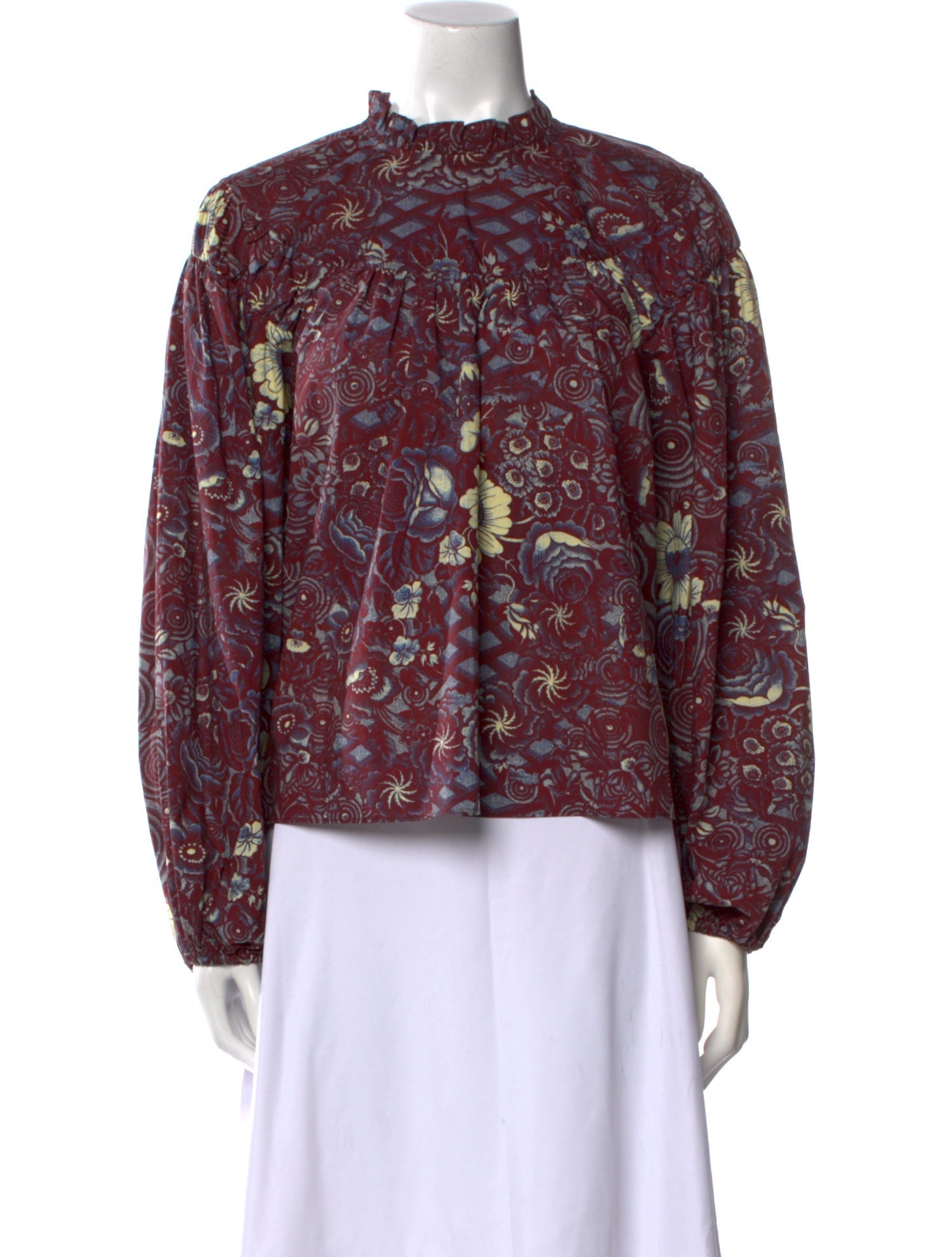 Ulla Johnson Floral Print Mock Neck Blouse