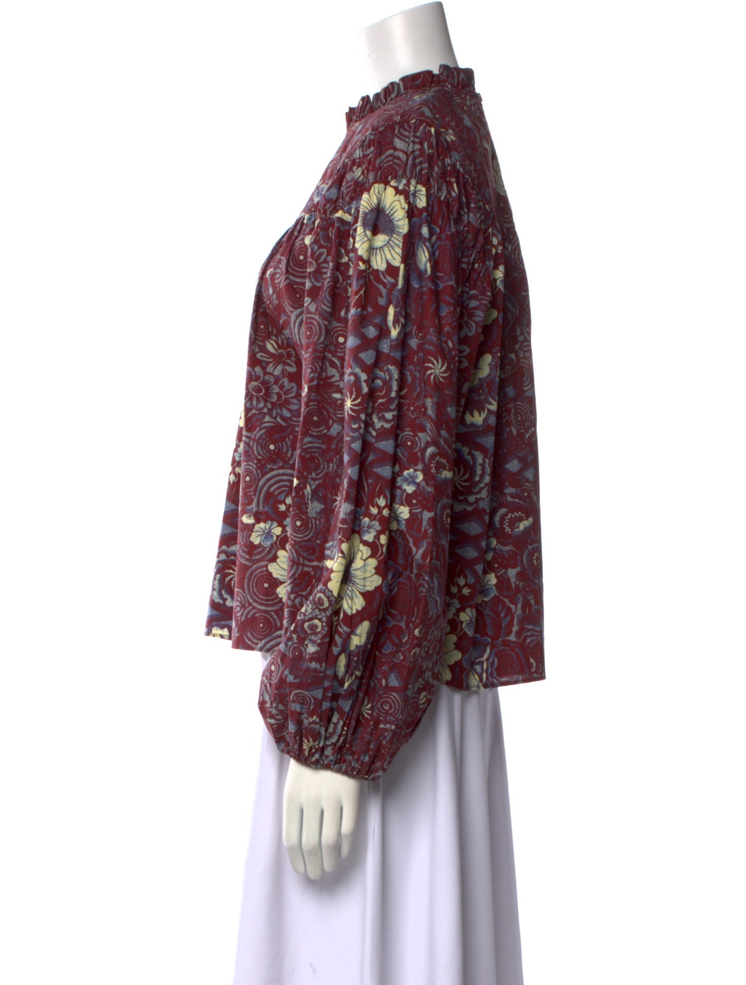 Ulla Johnson Floral Print Mock Neck Blouse