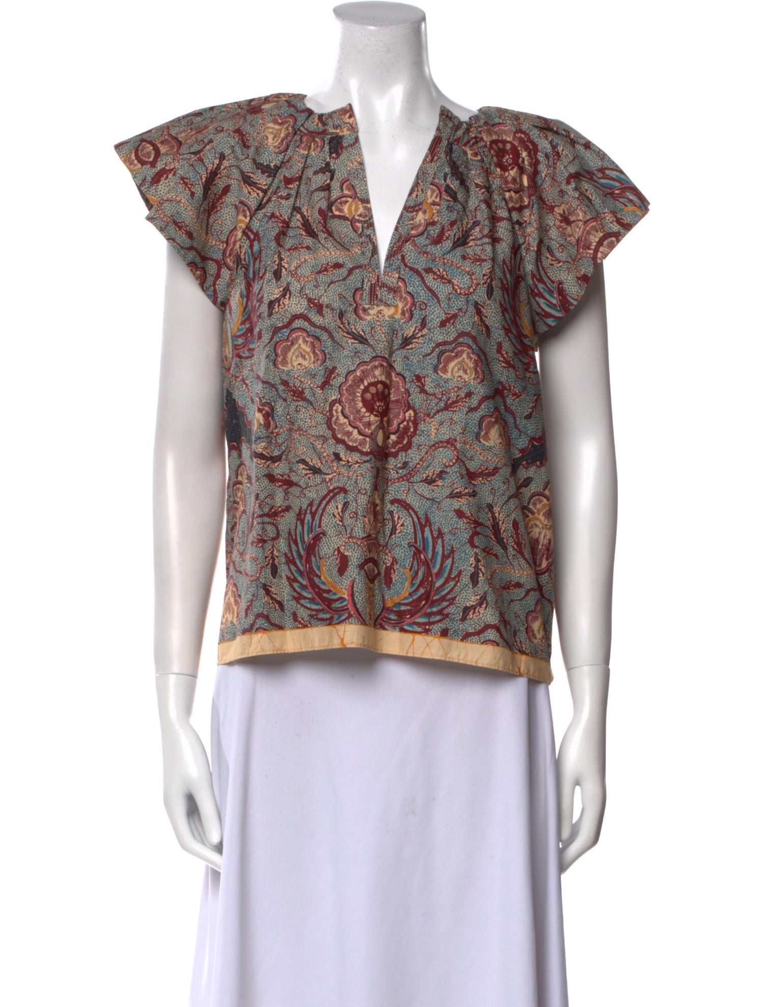 Ulla Johnson Paisley Print V-Neck Blouse