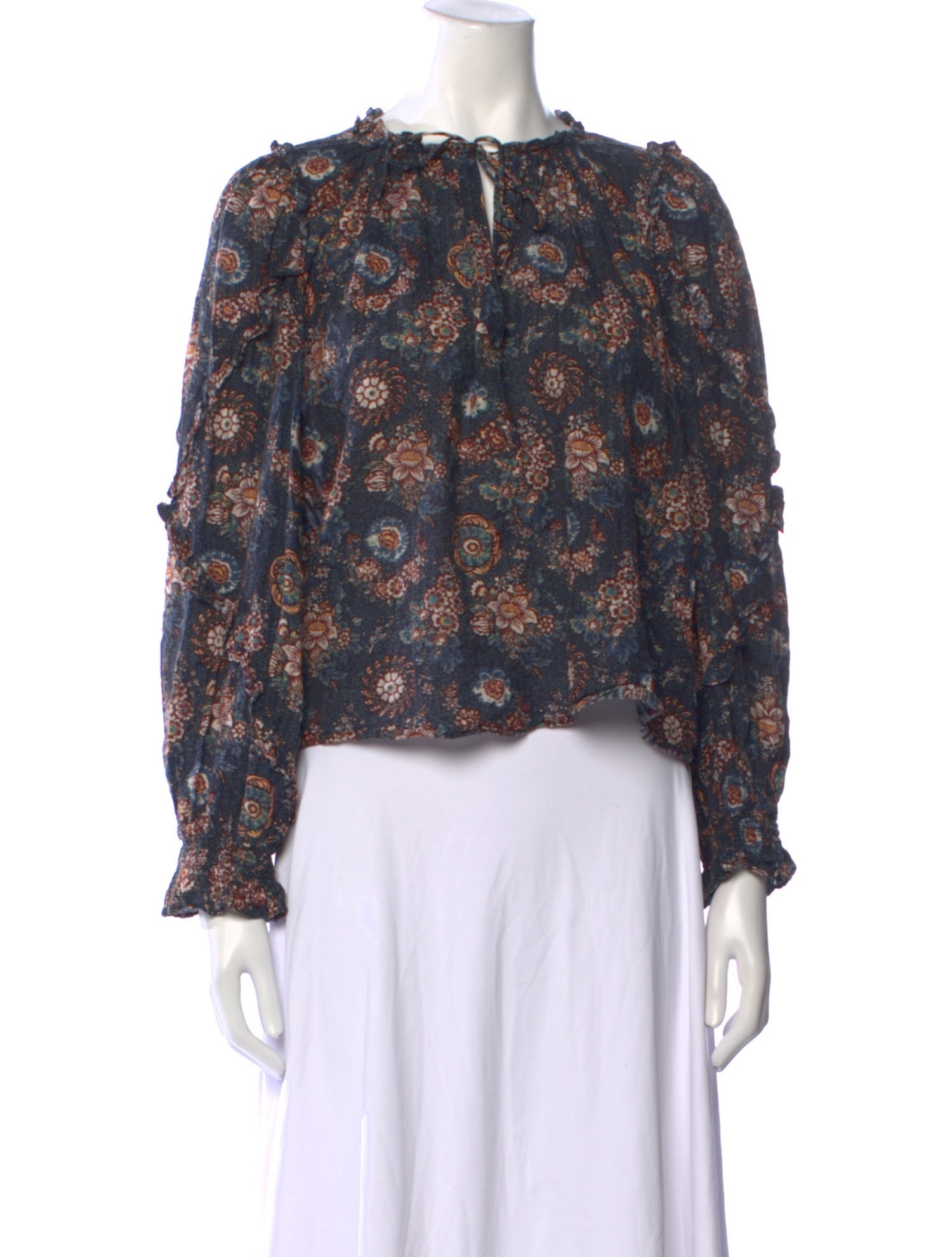 Ulla Johnson Floral Print Tie Neck Blouse