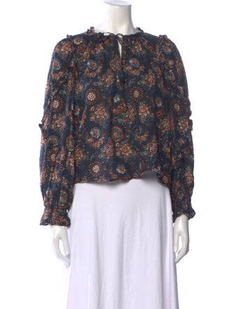 Ulla Johnson Floral Print Tie Neck Blouse
