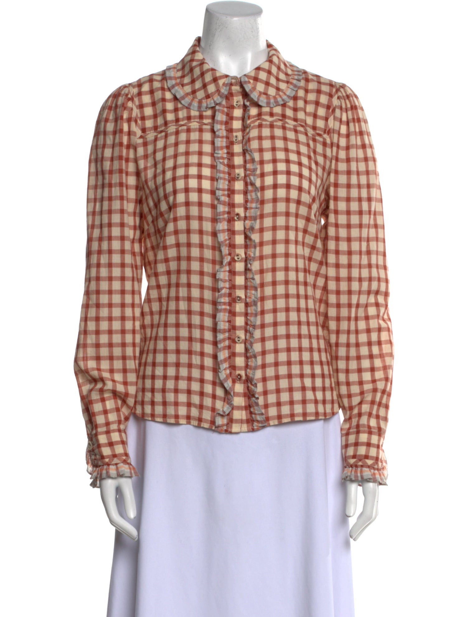 Ulla Johnson Plaid Print Long Sleeve Button-Up Top