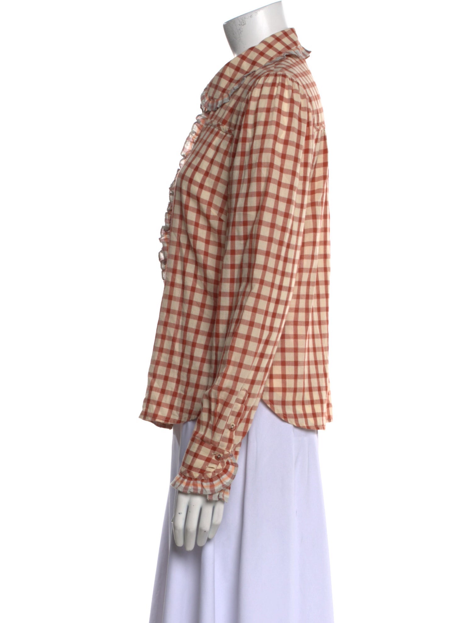 Ulla Johnson Plaid Print Long Sleeve Button-Up Top