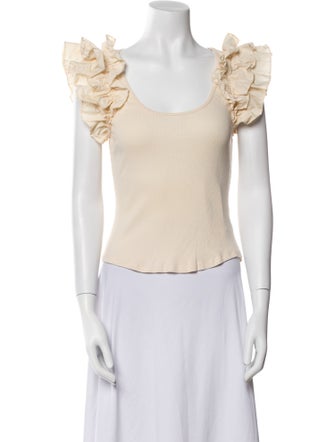 Ulla Johnson Scoop Neck Short Sleeve Crop Top