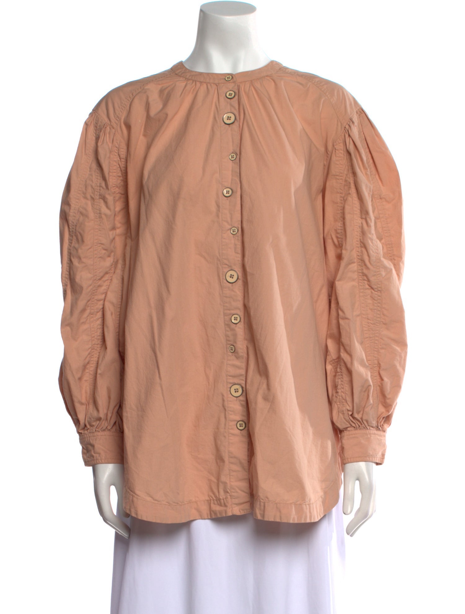 Ulla Johnson Crew Neck Long Sleeve Button-Up Top