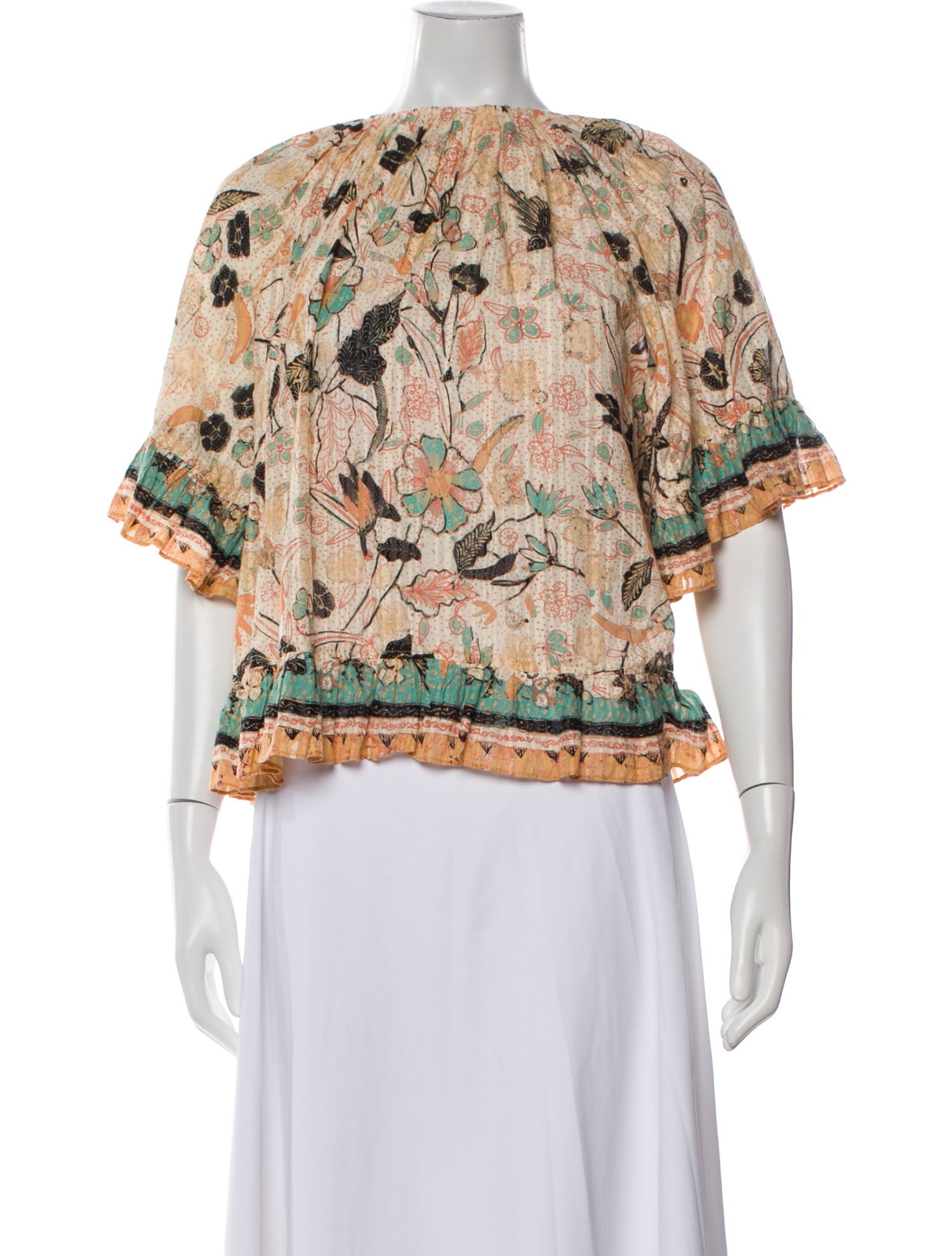 Ulla Johnson Printed Bateau Neckline Blouse