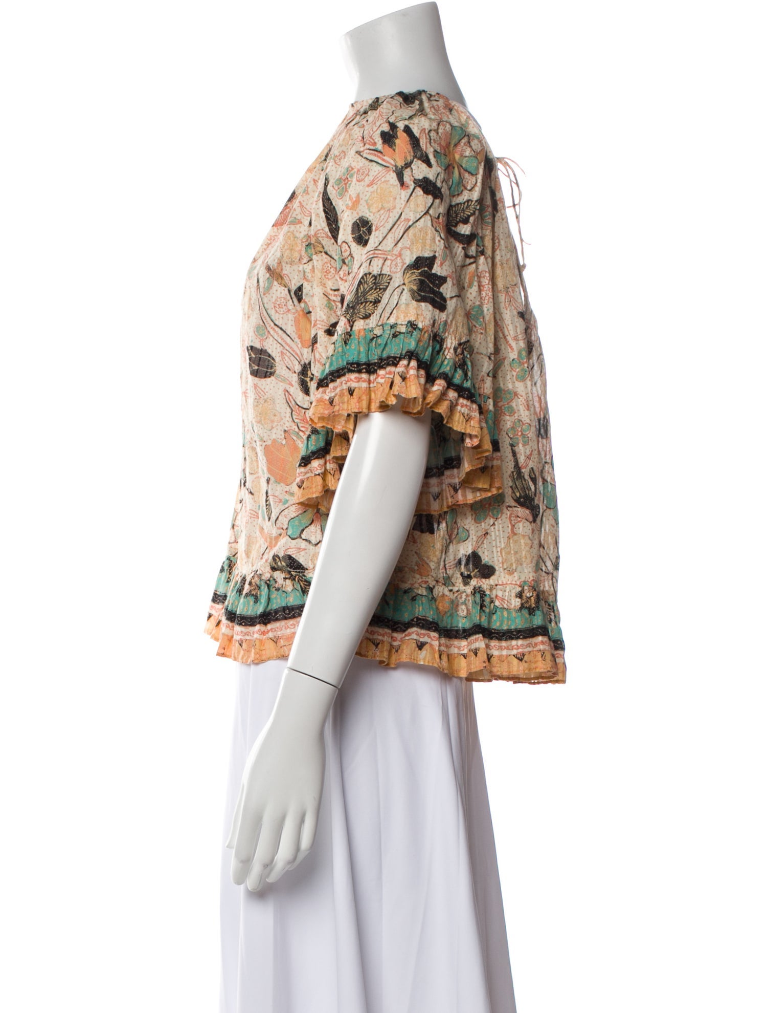 Ulla Johnson Printed Bateau Neckline Blouse