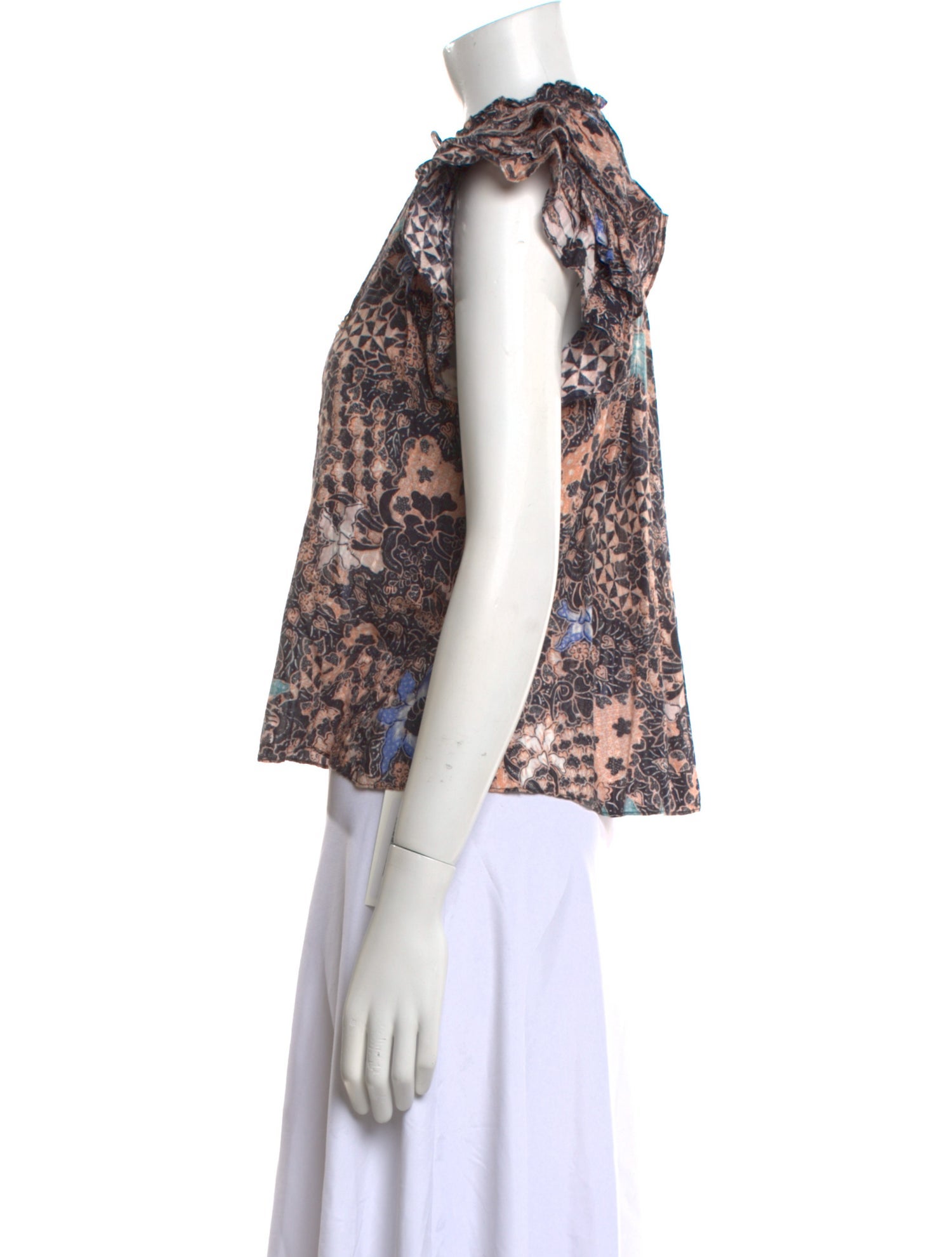 Ulla Johnson Floral Print Mock Neck Blouse