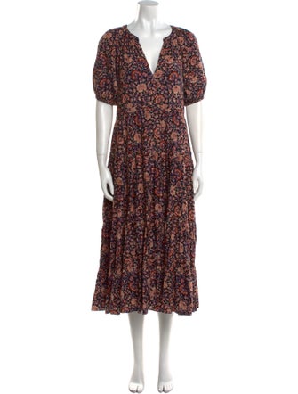 Ulla Johnson Floral Print Midi Length Dress