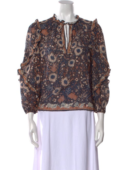 Ulla Johnson Floral Print Tie Neck Blouse