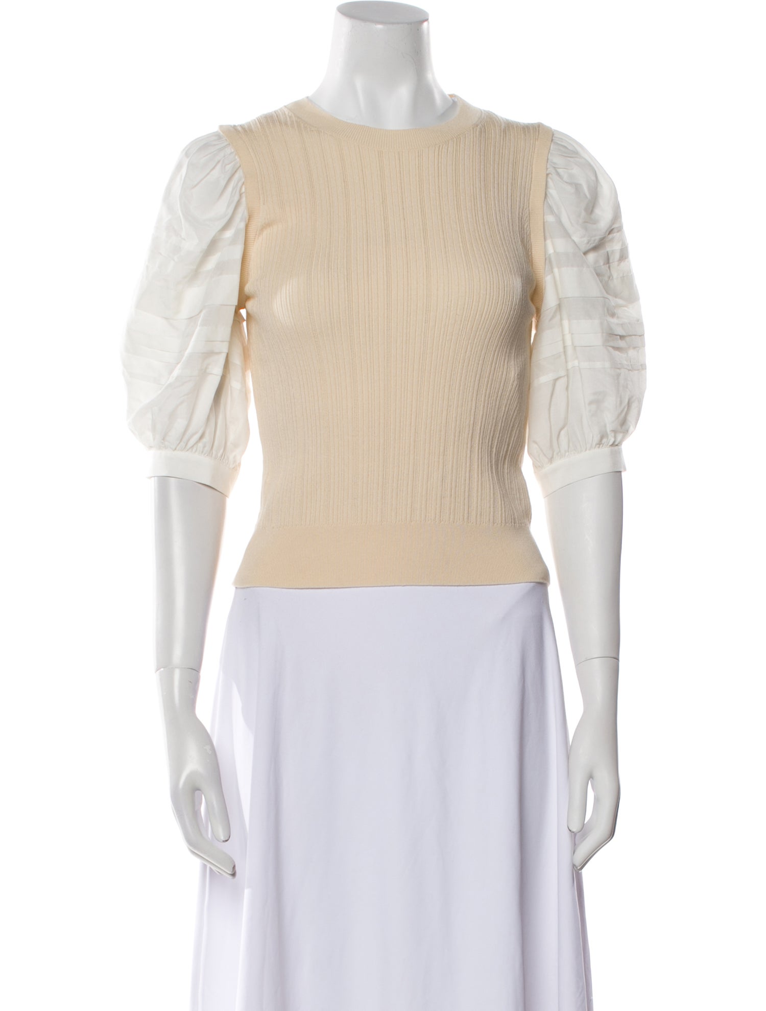 Ulla Johnson Crew Neck Short Sleeve Crop Top