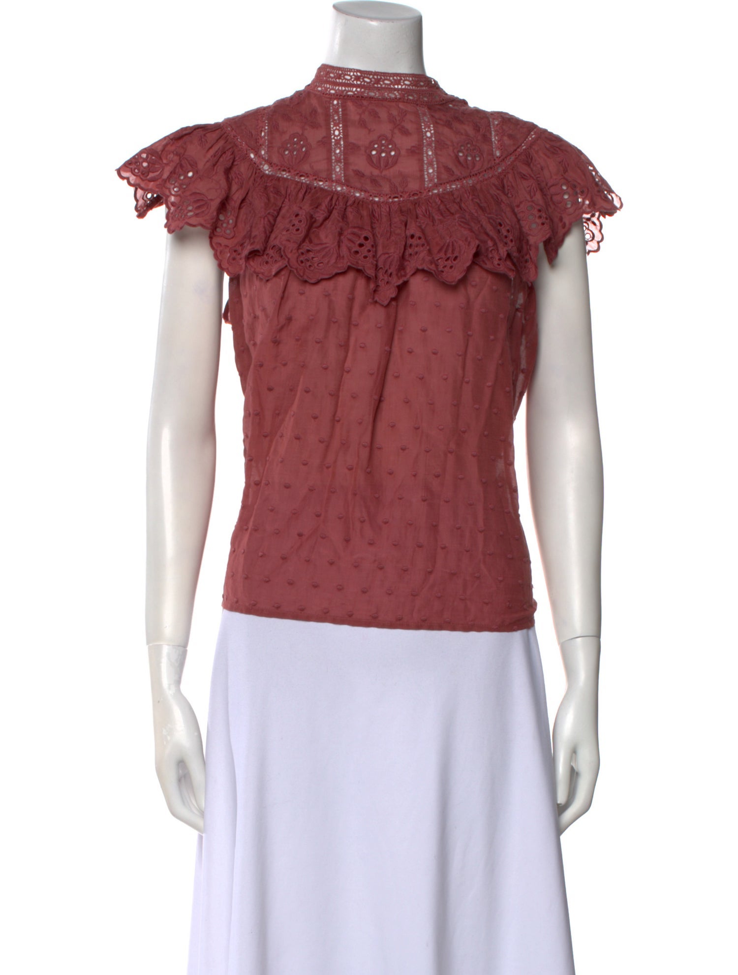 Ulla Johnson Mock Neck Short Sleeve Blouse