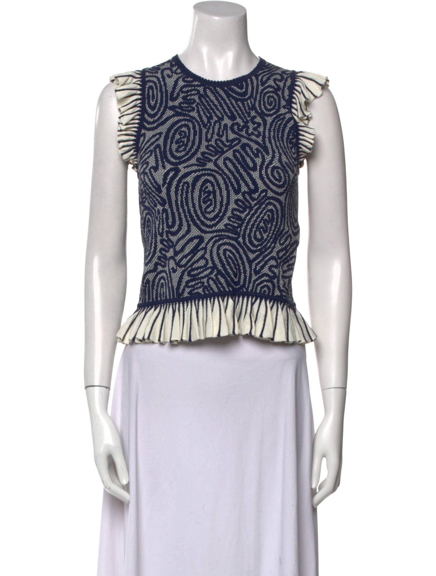 Ulla Johnson Printed Crew Neck Crop Top