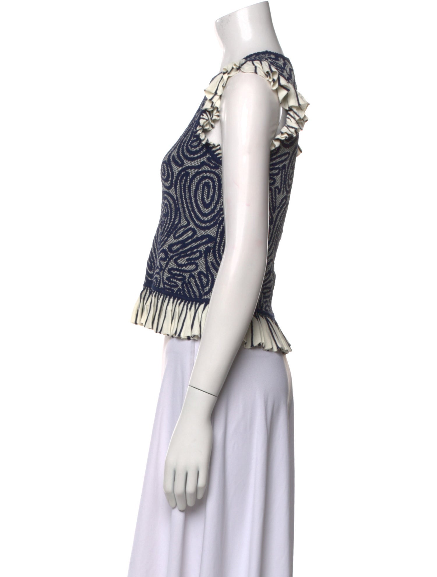 Ulla Johnson Printed Crew Neck Crop Top