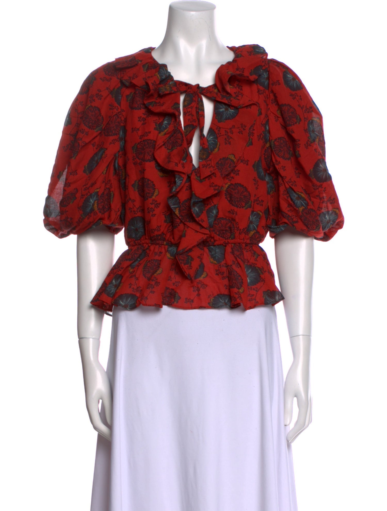 Ulla Johnson Floral Print V-Neck Crop Top