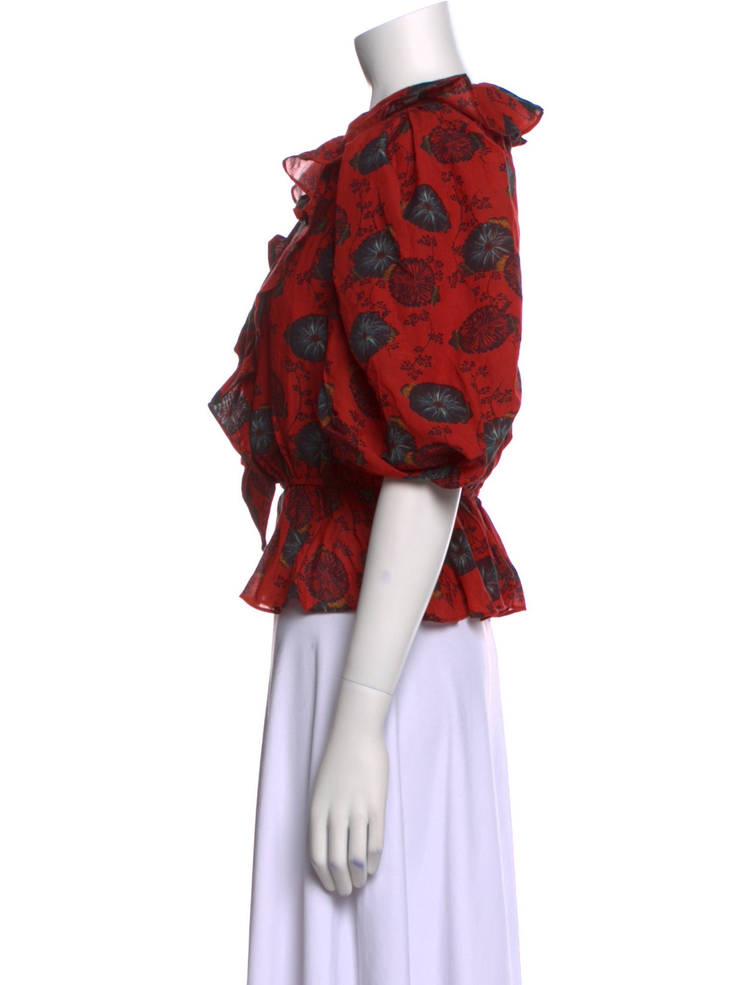 Ulla Johnson Floral Print V-Neck Crop Top