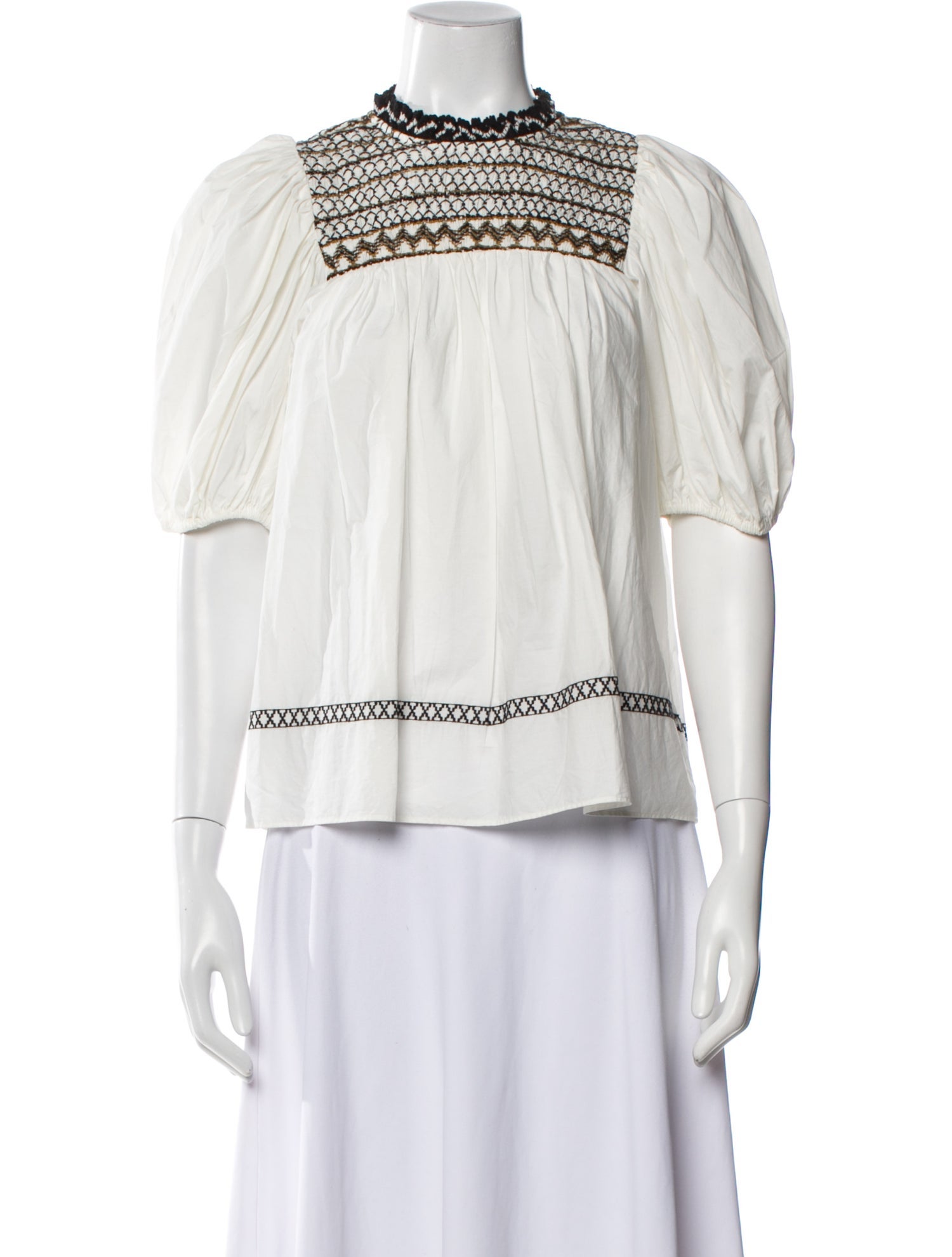 Ulla Johnson Mock Neck Short Sleeve Blouse