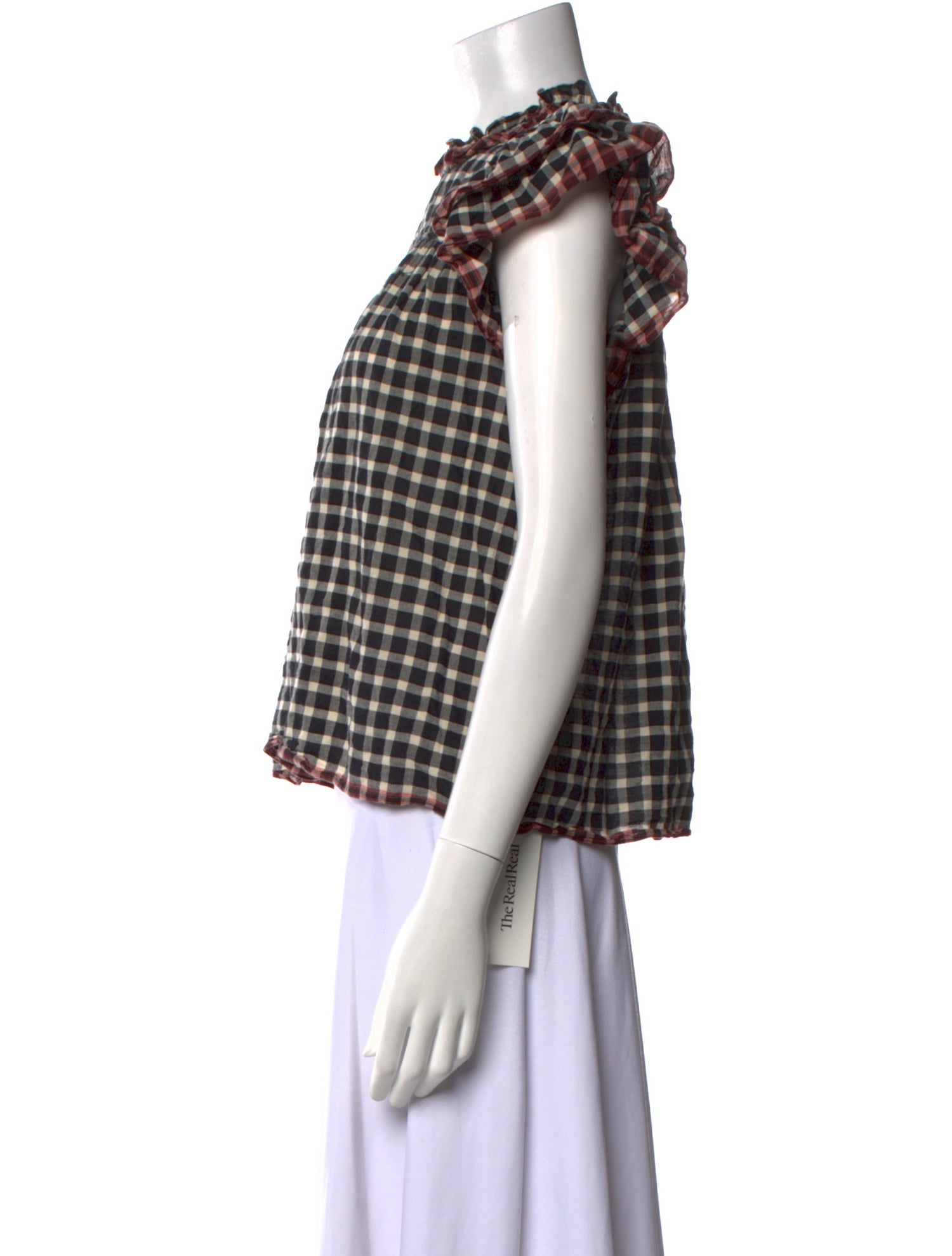 Ulla Johnson Plaid Print Mock Neck Top