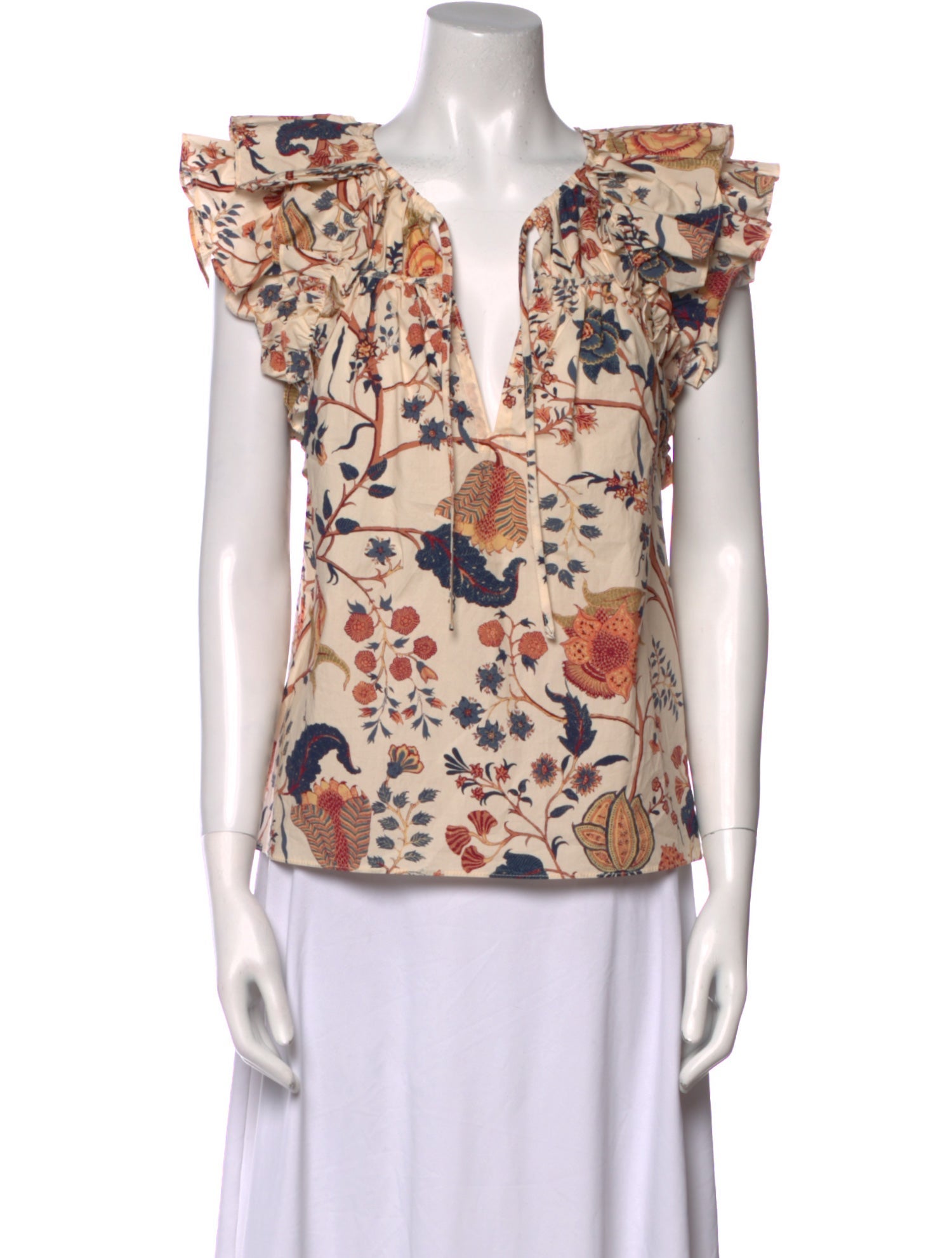 Ulla Johnson Floral Print V-Neck Blouse