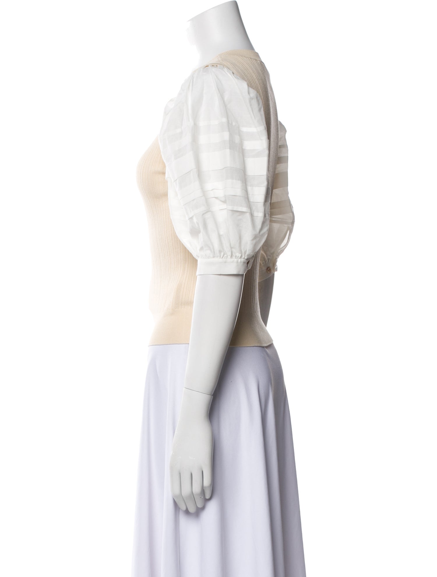 Ulla Johnson Crew Neck Three-Quarter Sleeve Crop Top