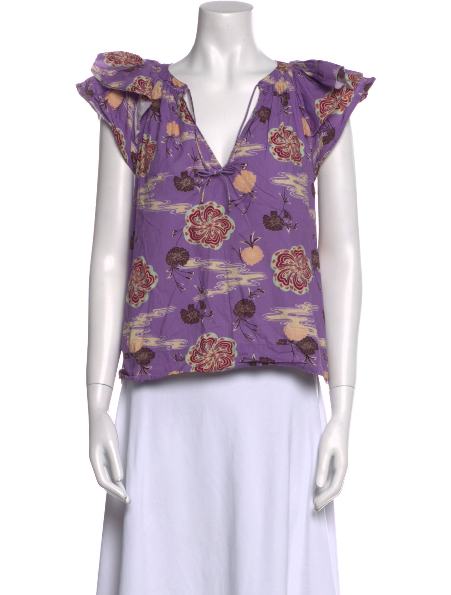 Ulla Johnson Floral Print V-Neck Blouse