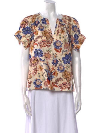 Ulla Johnson Floral Print V-Neck Blouse