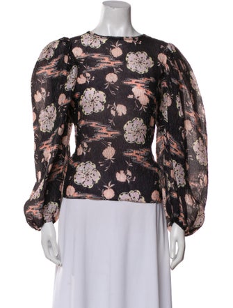 Ulla Johnson Floral Print Bateau Neckline Blouse