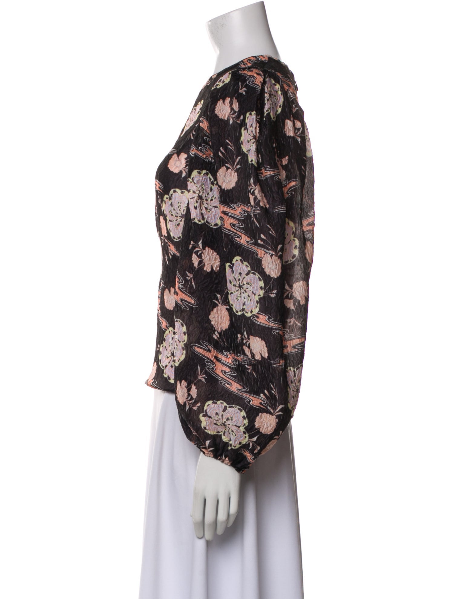 Ulla Johnson Floral Print Bateau Neckline Blouse