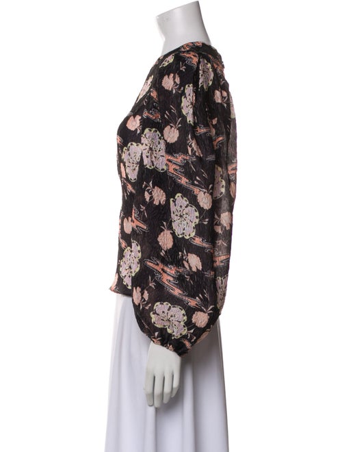 Ulla Johnson Floral Print Bateau Neckline Blouse