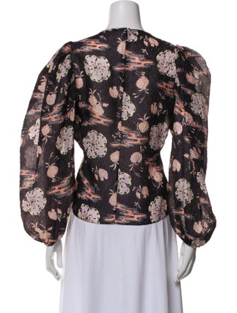 Ulla Johnson Floral Print Bateau Neckline Blouse
