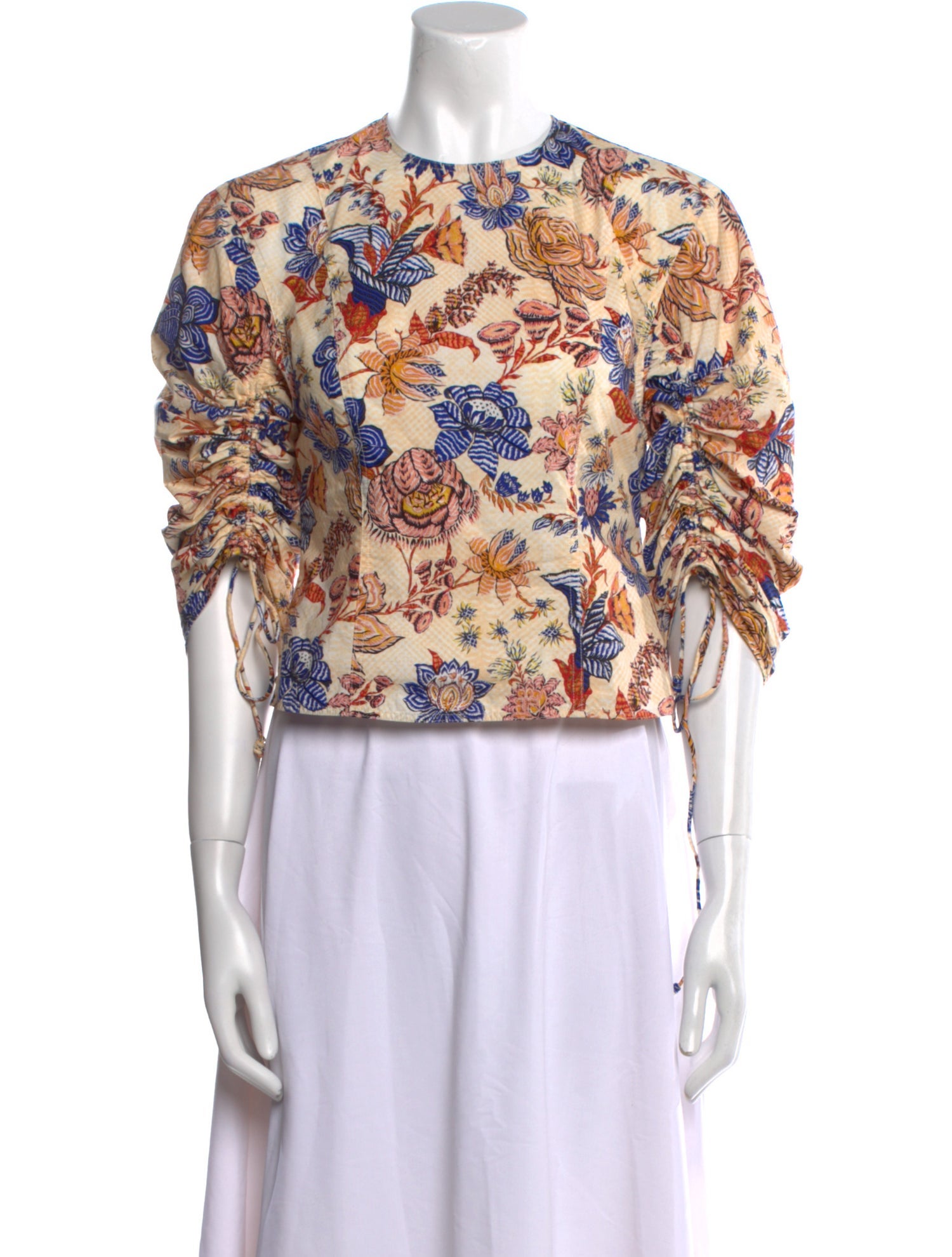 Ulla Johnson Floral Print Crew Neck Crop Top
