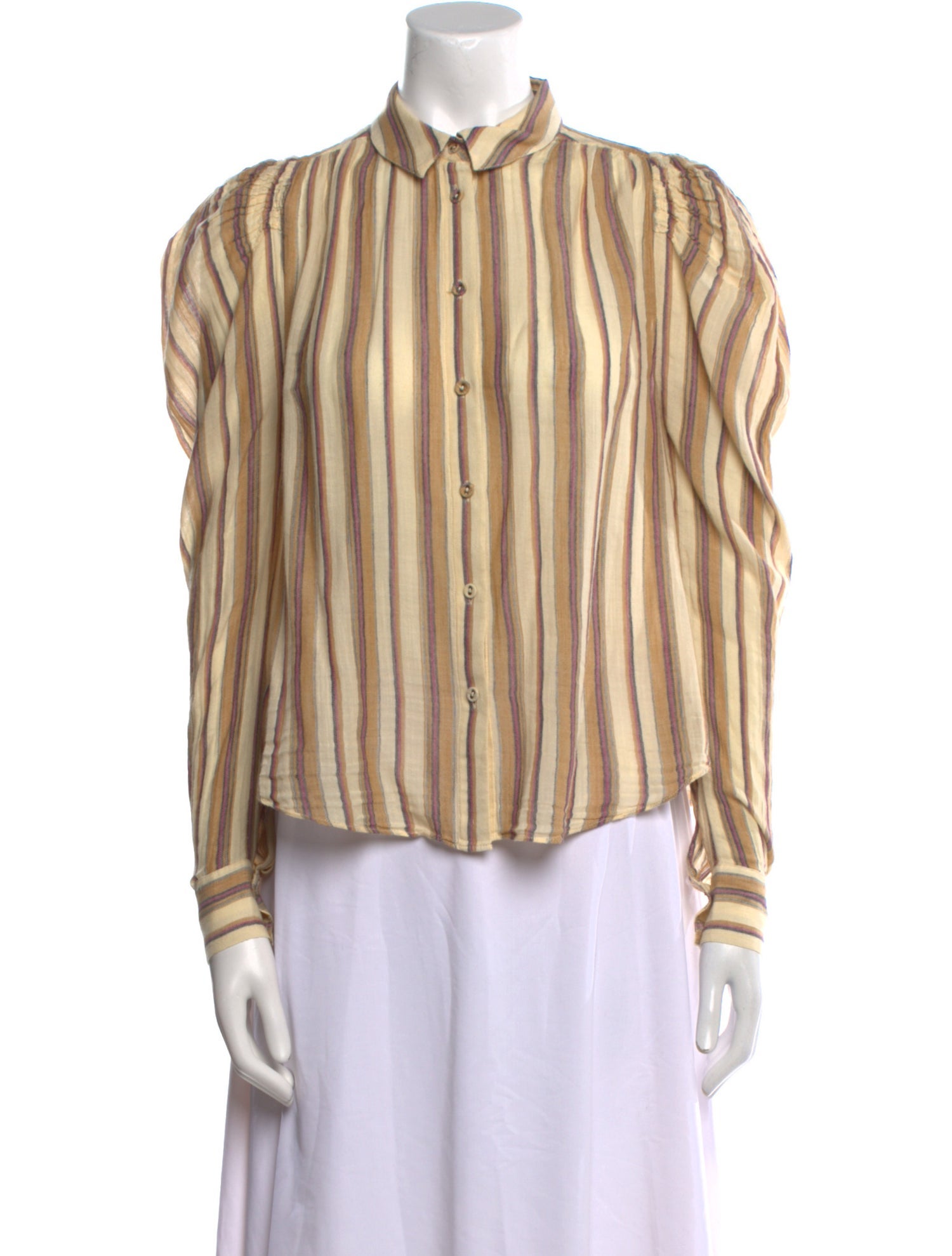 Ulla Johnson Striped Long Sleeve Button-Up Top