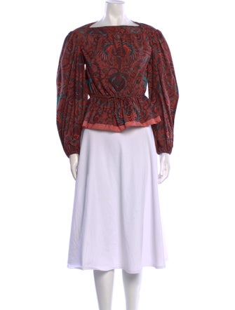 Ulla Johnson Paisley Print Bateau Neckline Blouse