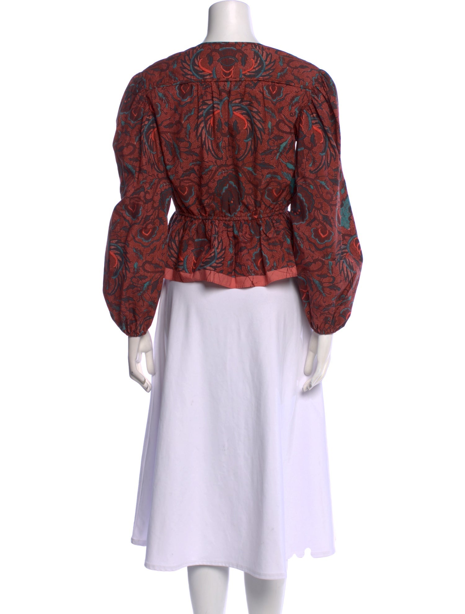 Ulla Johnson Paisley Print Bateau Neckline Blouse