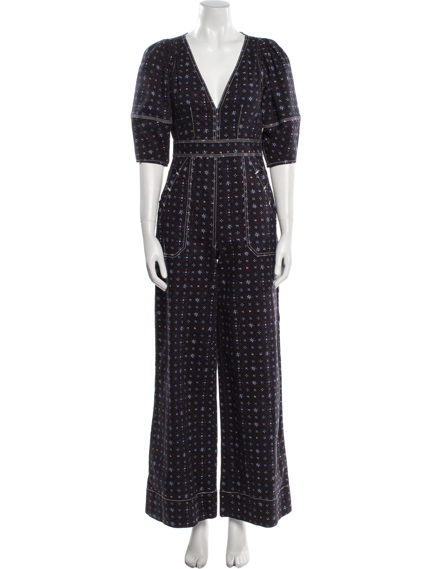 Ulla Johnson Printed V-Neck Jumpsuit