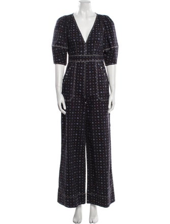 Ulla Johnson Printed V-Neck Jumpsuit