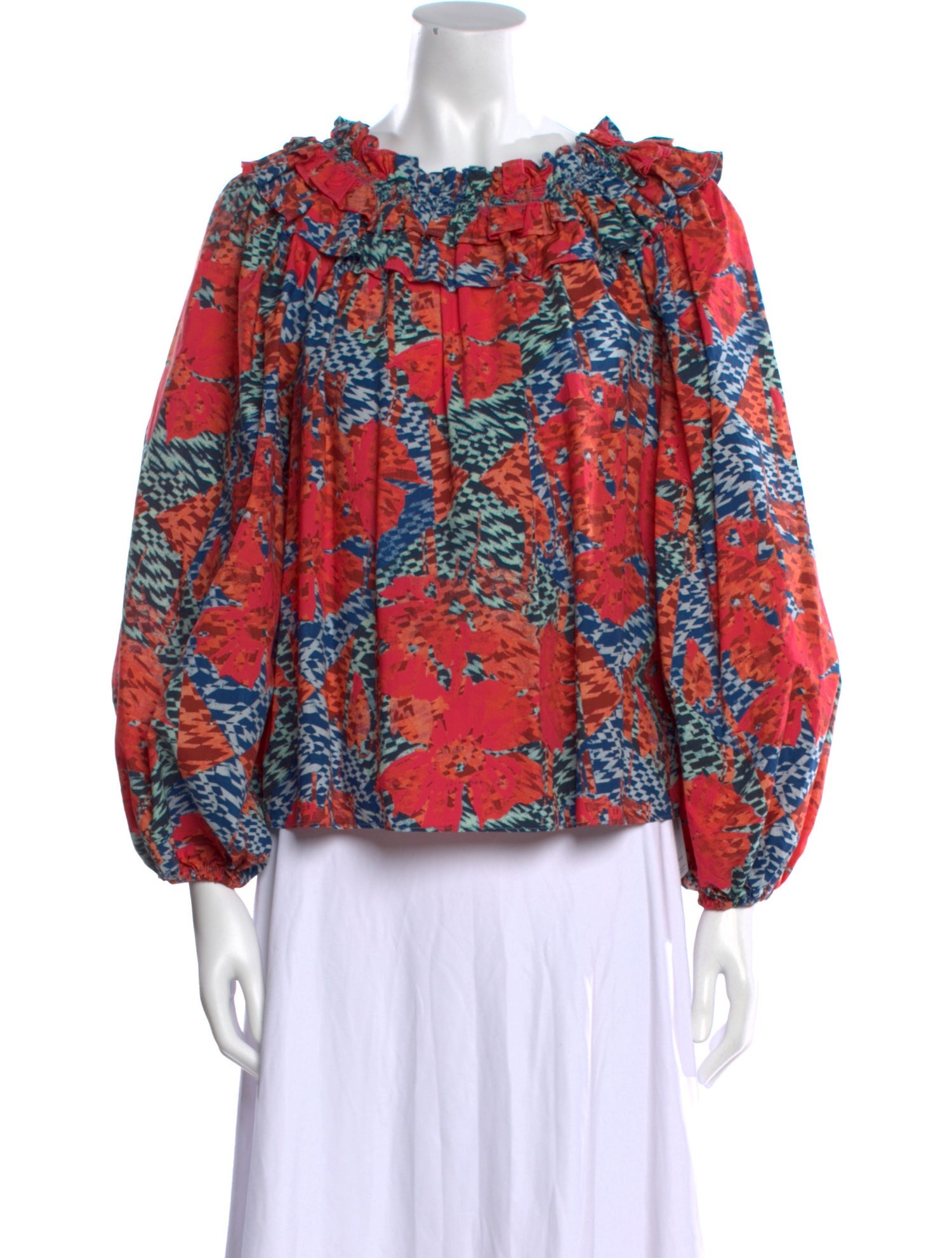 Ulla Johnson Floral Print Bateau Neckline Blouse