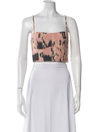 Ulla Johnson Printed Square Neckline Crop Top