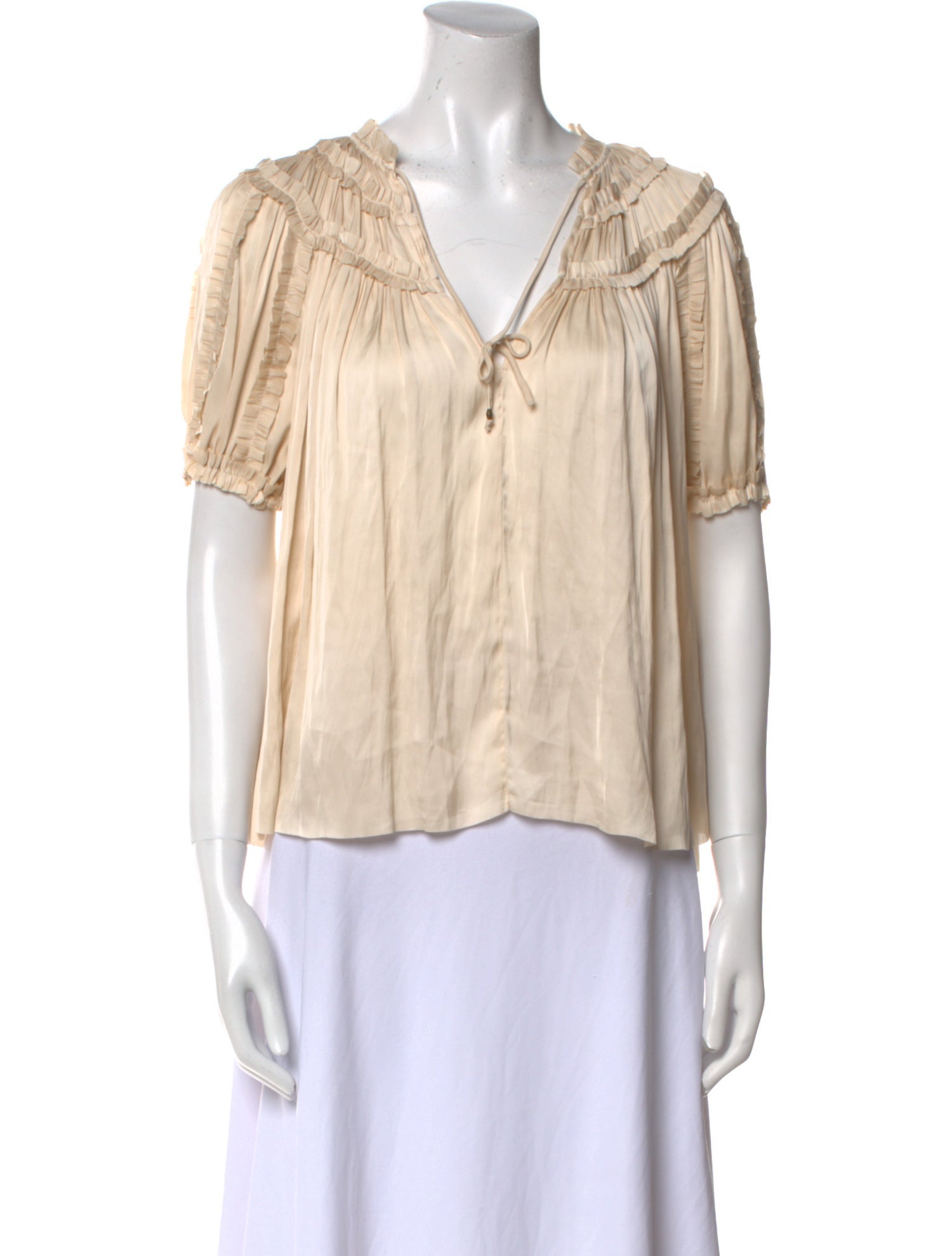 Ulla Johnson V-Neck Short Sleeve Blouse