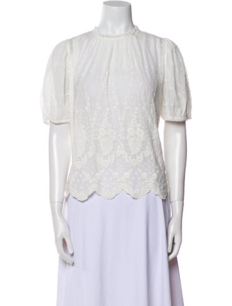 Ulla Johnson Crew Neck Short Sleeve Blouse