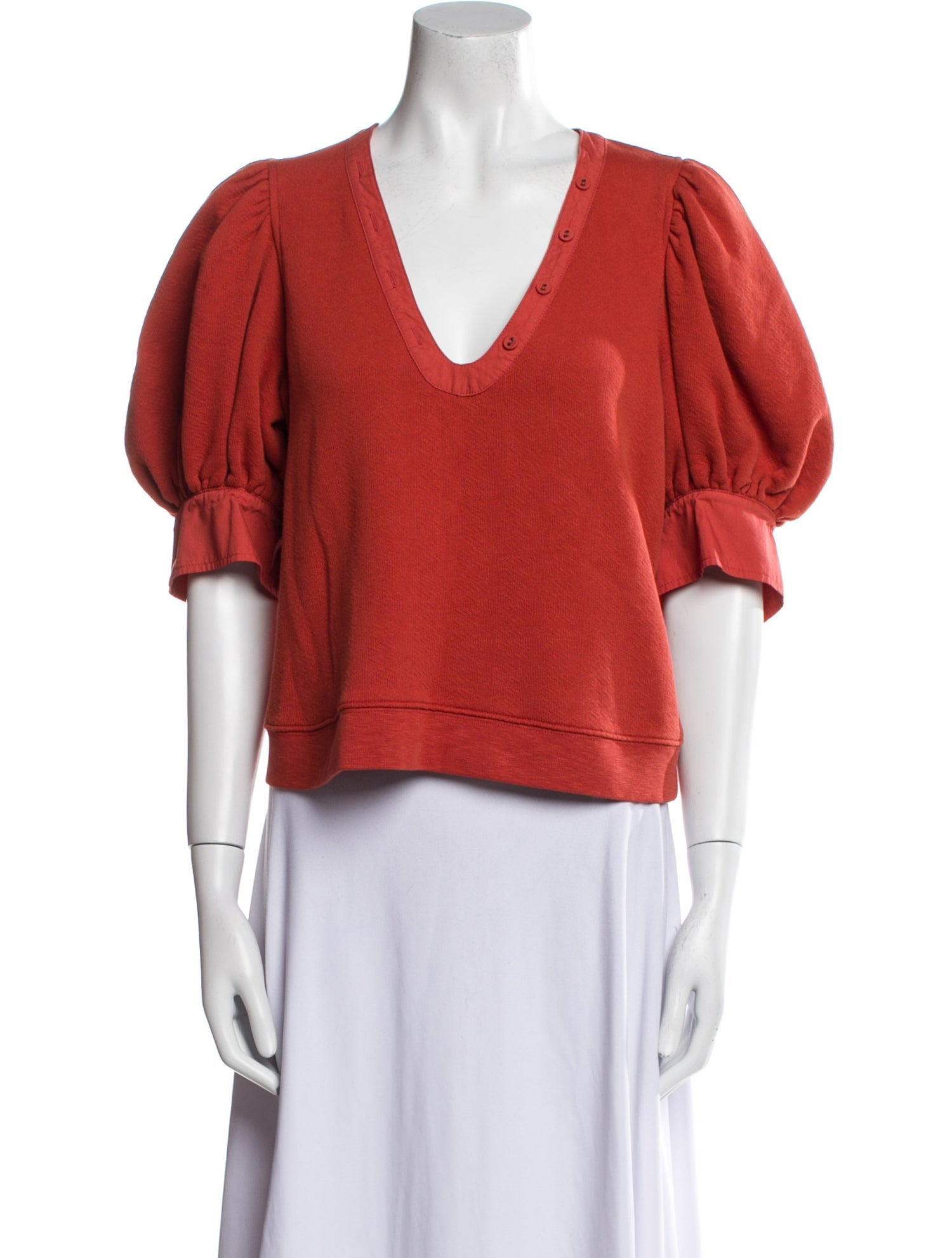 Ulla Johnson V-Neck Short Sleeve Crop Top