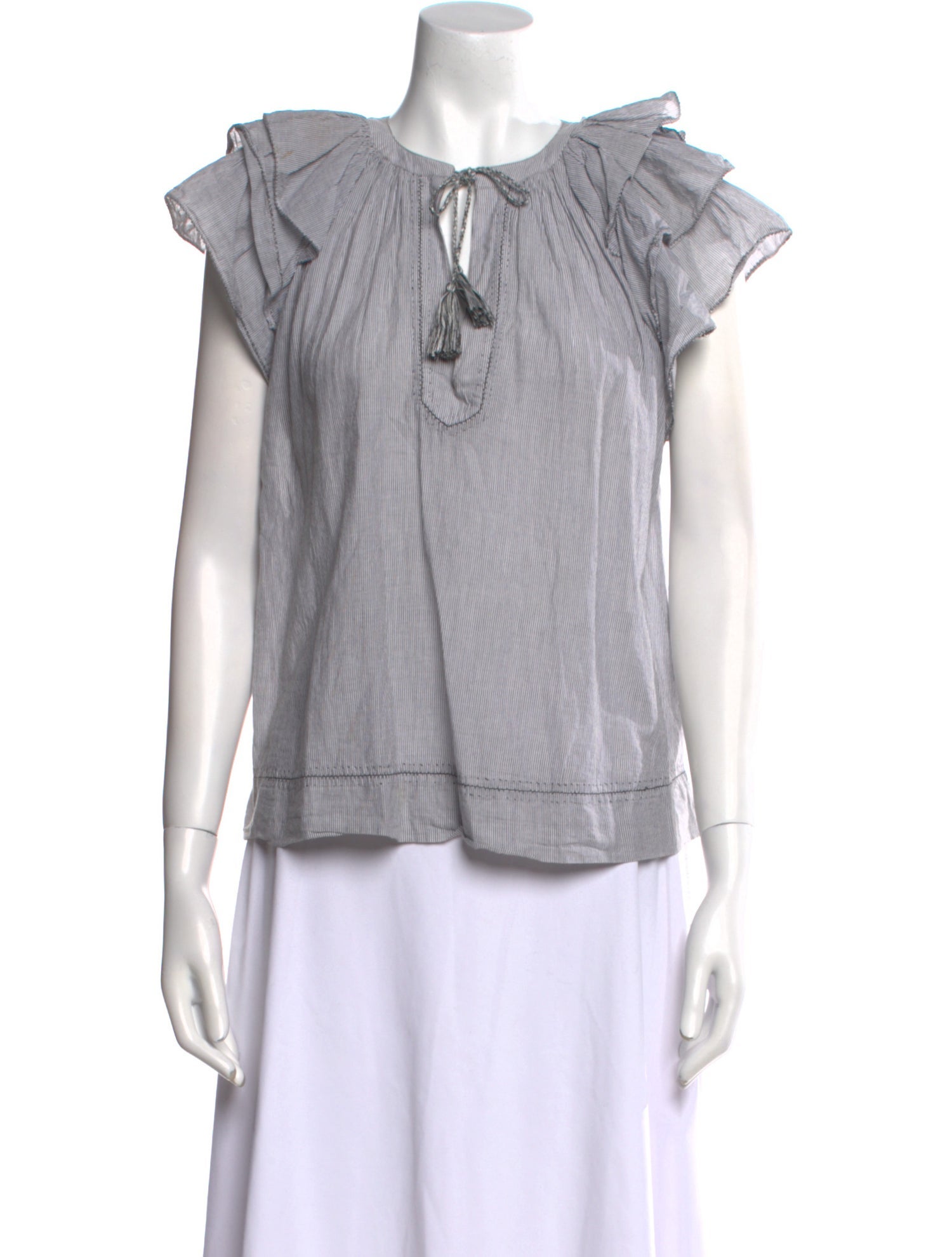 Ulla Johnson Tie Neck Short Sleeve Top