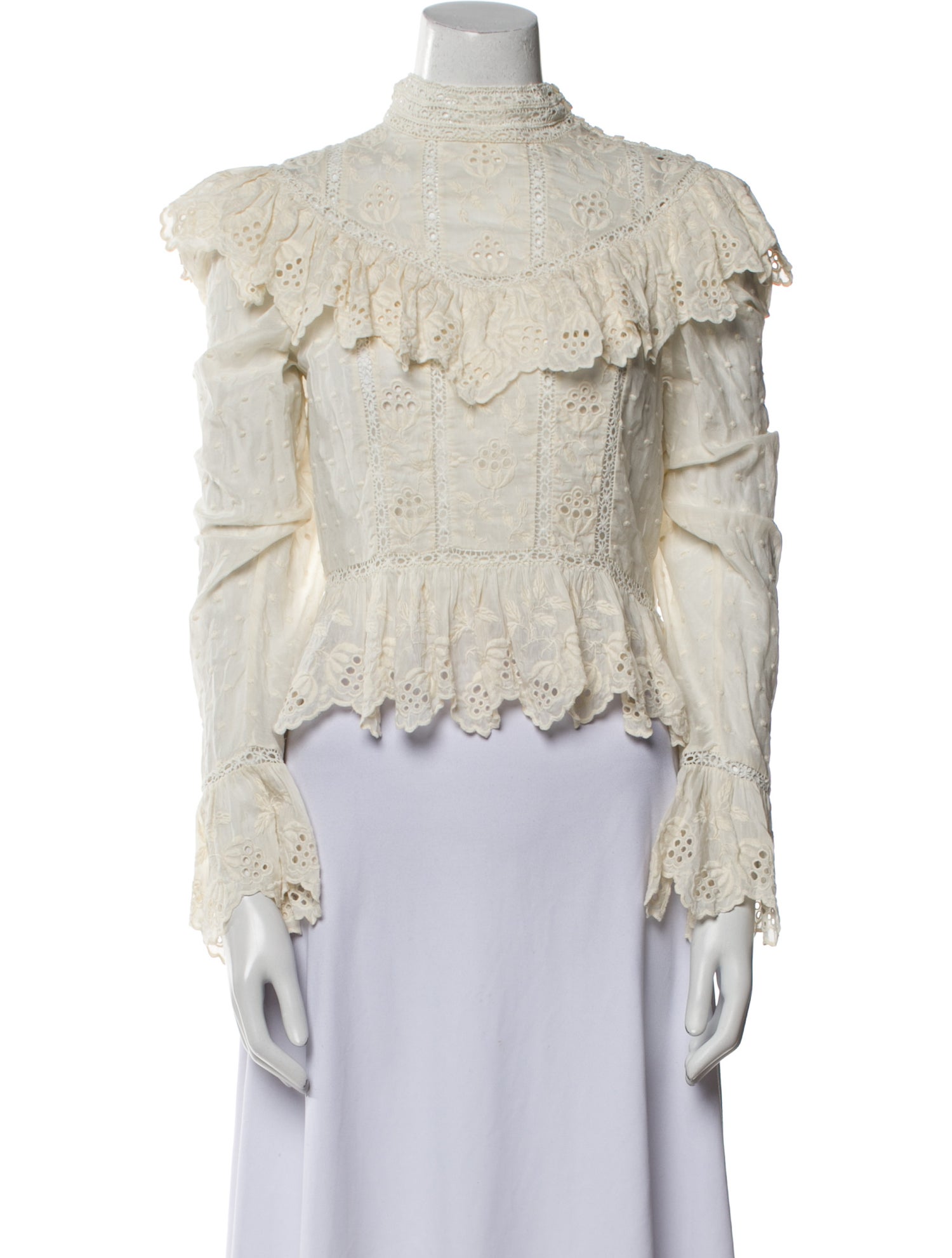 Ulla Johnson Lace Pattern Mock Neck Blouse