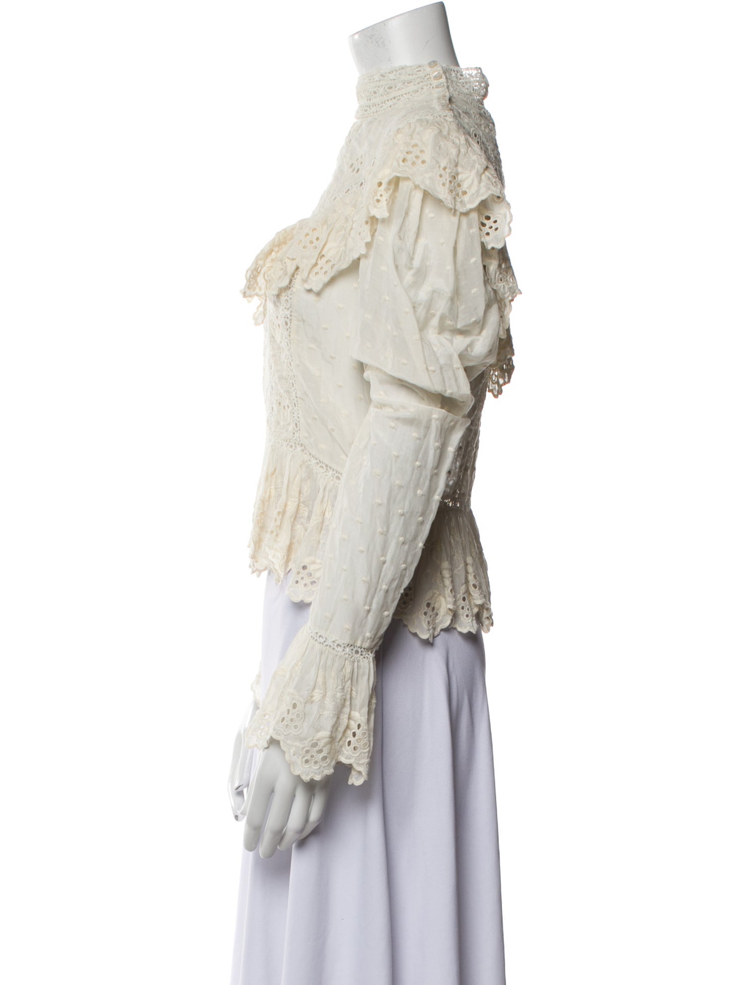 Ulla Johnson Lace Pattern Mock Neck Blouse