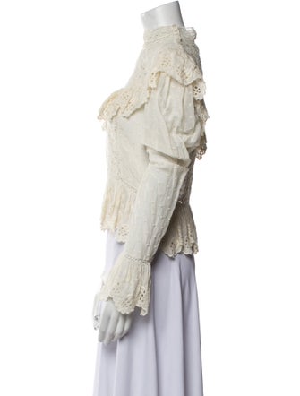 Ulla Johnson Lace Pattern Mock Neck Blouse