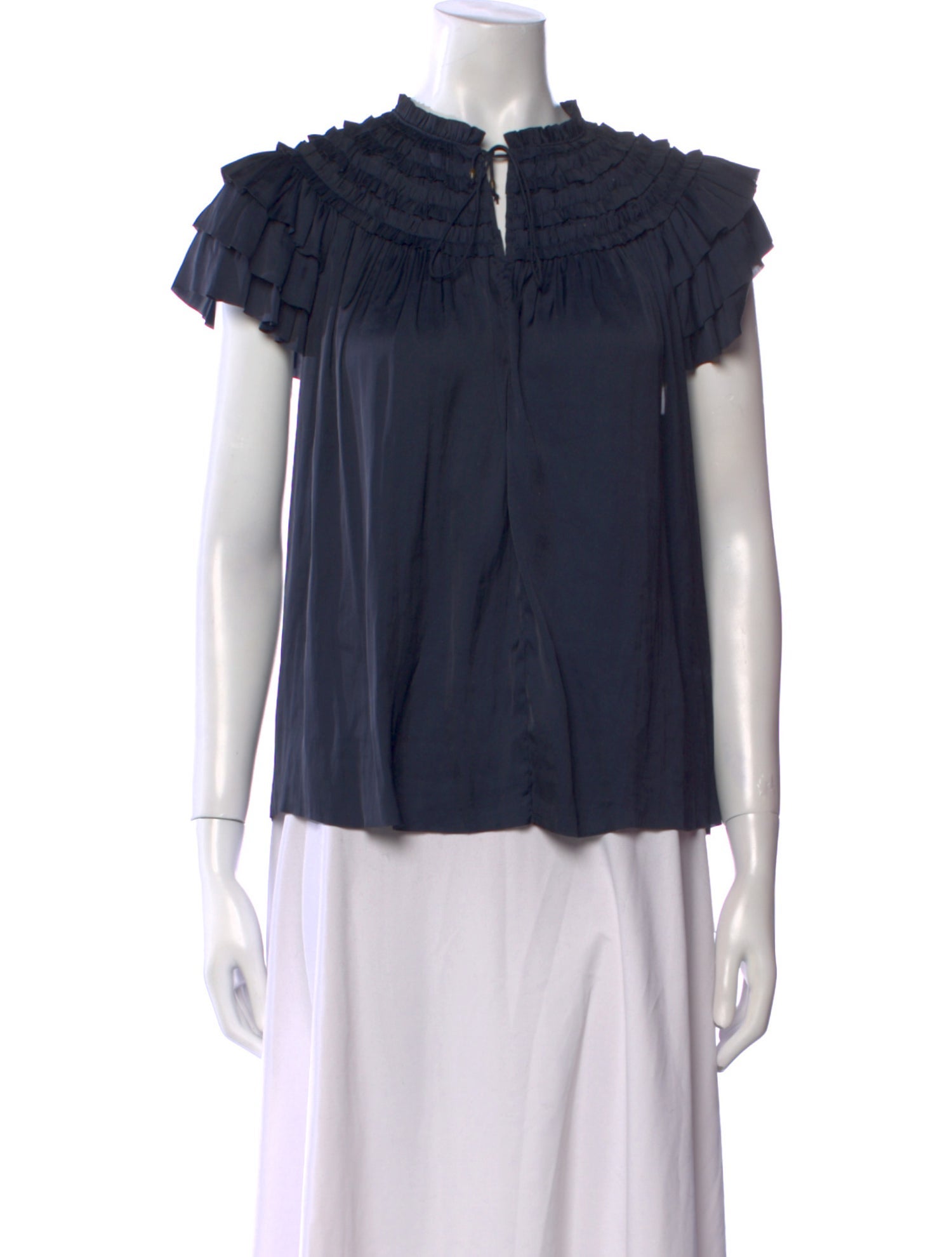 Ulla Johnson Mock Neck Short Sleeve Blouse