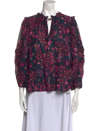 Ulla Johnson Floral Print V-Neck Blouse