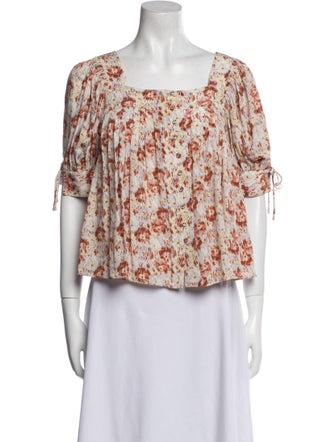 Ulla Johnson Silk Floral Print Crop Top