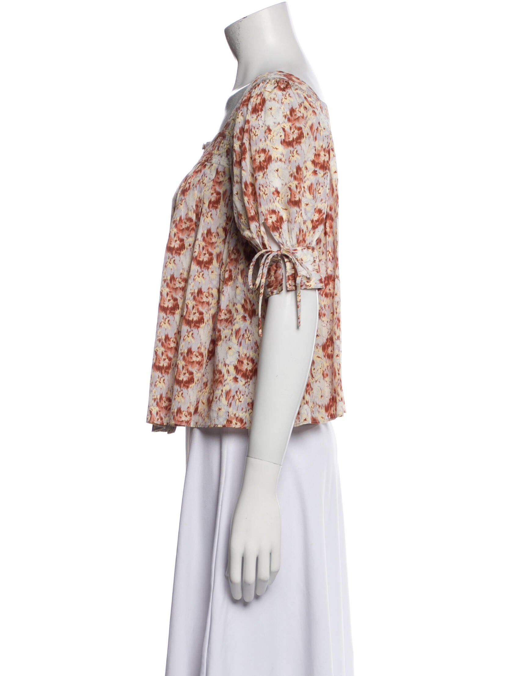 Ulla Johnson Silk Floral Print Crop Top